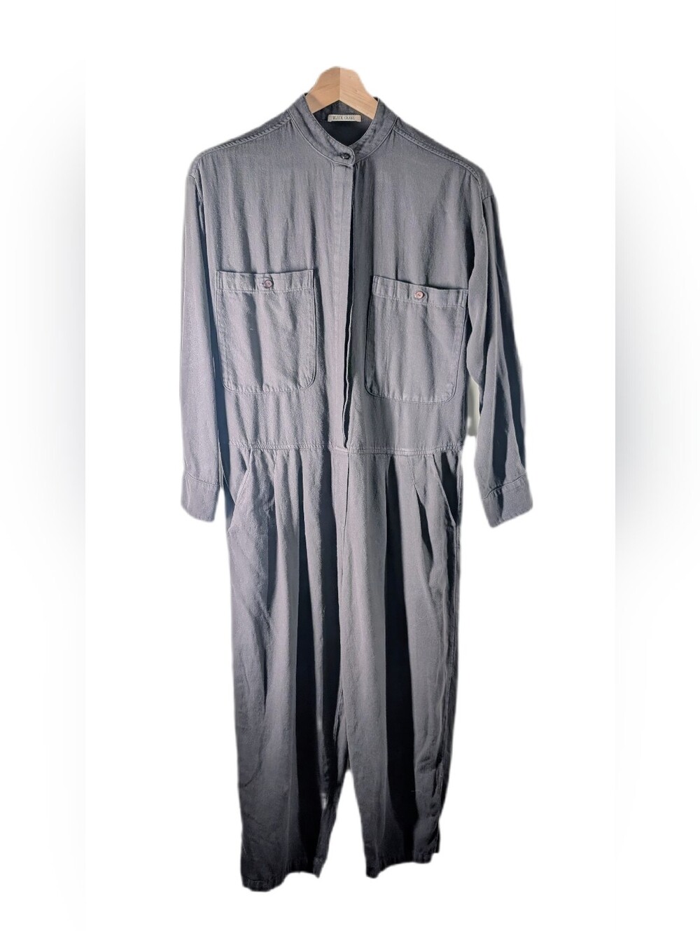 Black Crane Dark Grey Relaxed Longsleeve Carpenters Jumpsuit Cotton -XS-